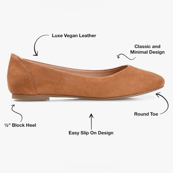 Journee Collection Tan faux Suede Women's Ballet Flats size 6.5 - Picture 9 of 9